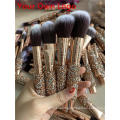 Rose golden Glitter Handle 10pcs crystal diamond foundation brush set with PU bag makeup brushes